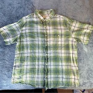 Weatherproof Vintage Men’s Washable Linen Short Sleeve Woven Shirt Green XXL